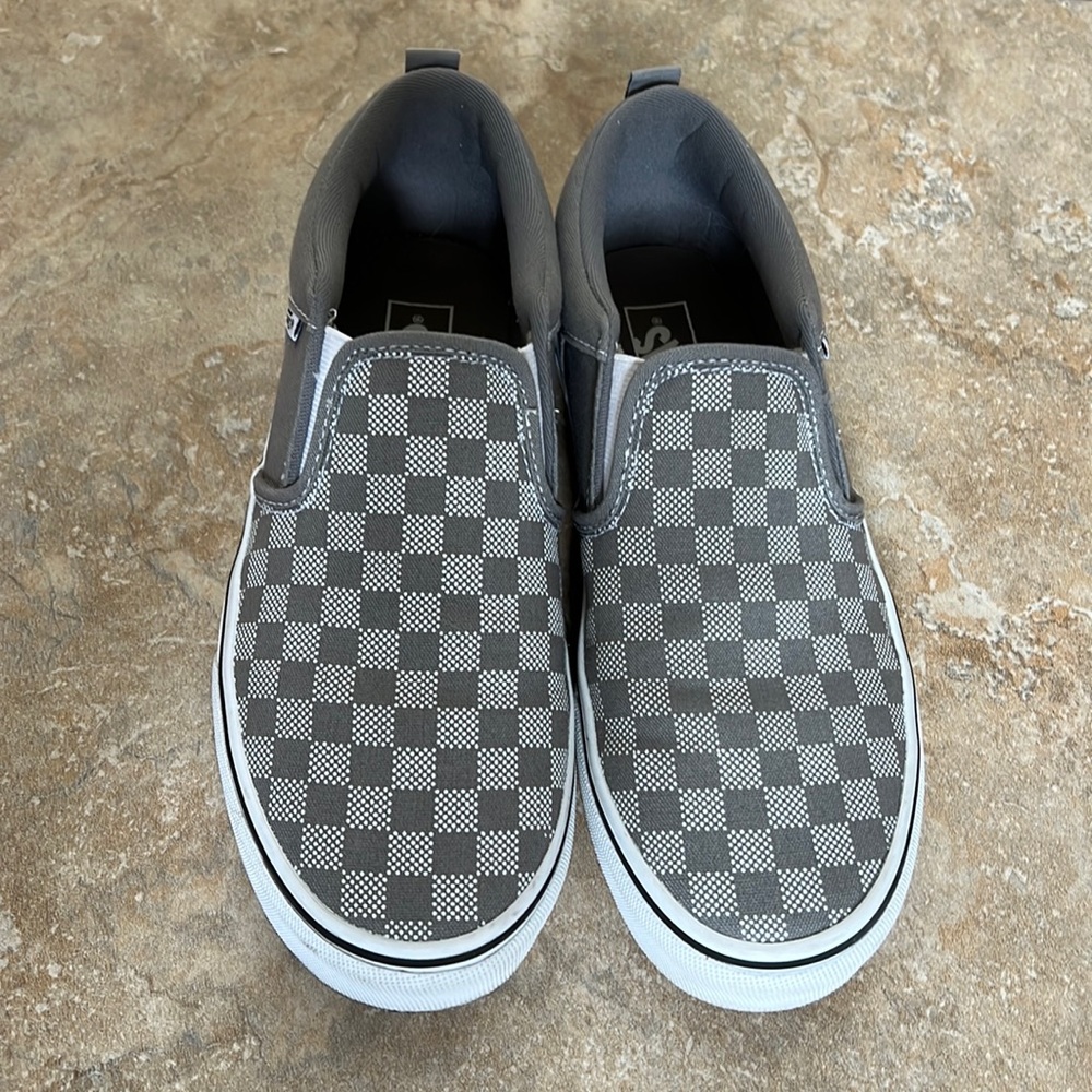 Boys grey check vans, size 5